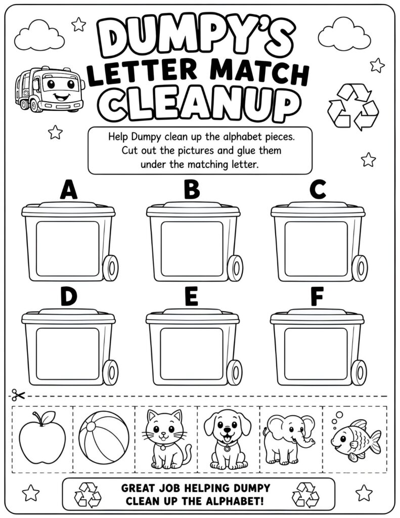 Alphabet Matching Activity For Preschool Kids Worksheet
